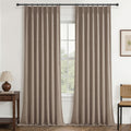 QJmydeco Dark Flax Blackout 105 Inch Long Boho Living Room Curtains 2 Panels Set, Pinch Pleated Floor to Ceiling Farmhouse Heavy