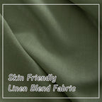 Olive Linen Back Tab Curtains 132 Inches Extra Long Ceiling To Floor For Villa Farmhouse -2 Panels Hooks Belt Pinch Pleated Easy Sliding Curtains Light Filtering Semi Sheer Drapres 52' X 132' Length