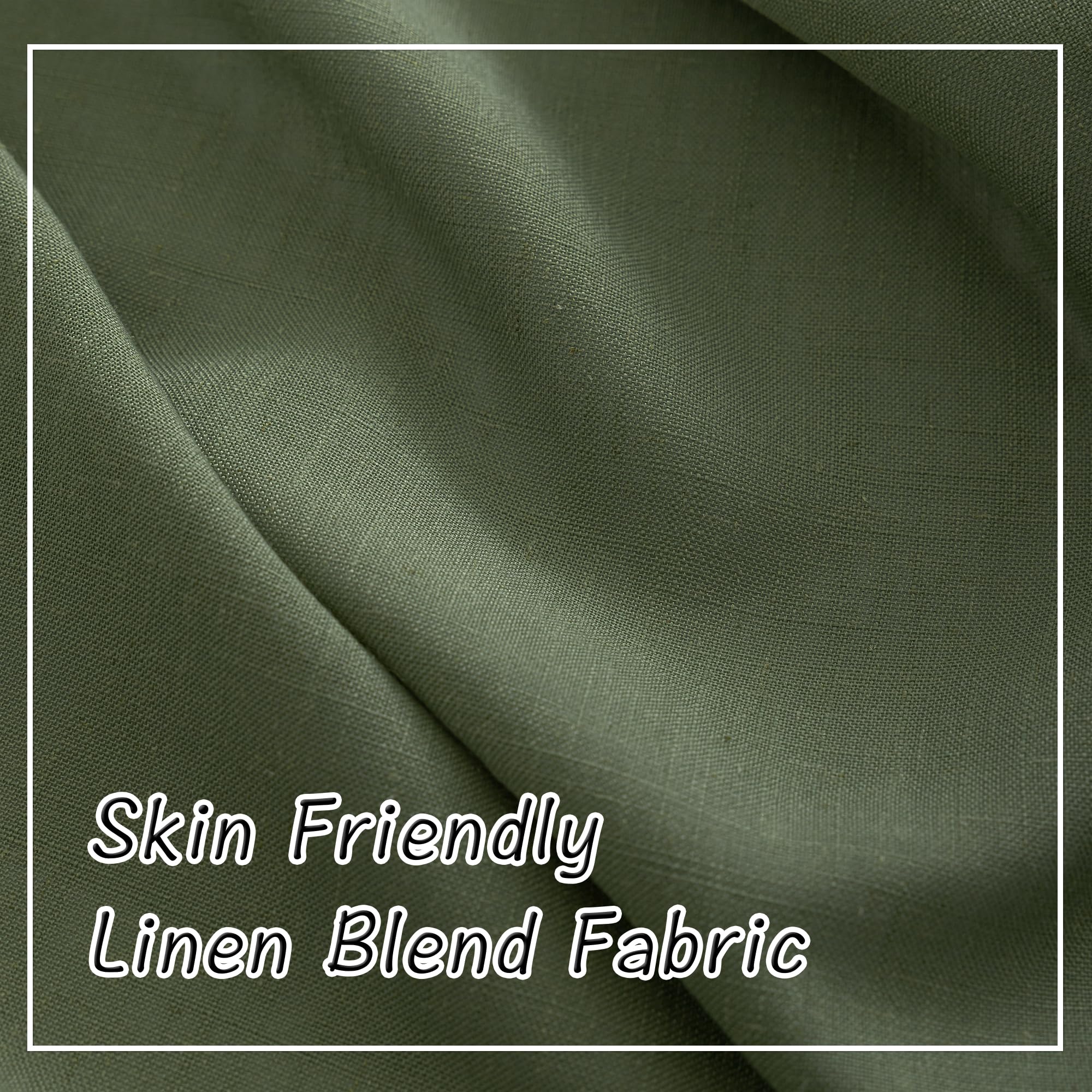 Olive Linen Back Tab Curtains 132 Inches Extra Long Ceiling To Floor For Villa Farmhouse -2 Panels Hooks Belt Pinch Pleated Easy Sliding Curtains Light Filtering Semi Sheer Drapres 52' X 132' Length
