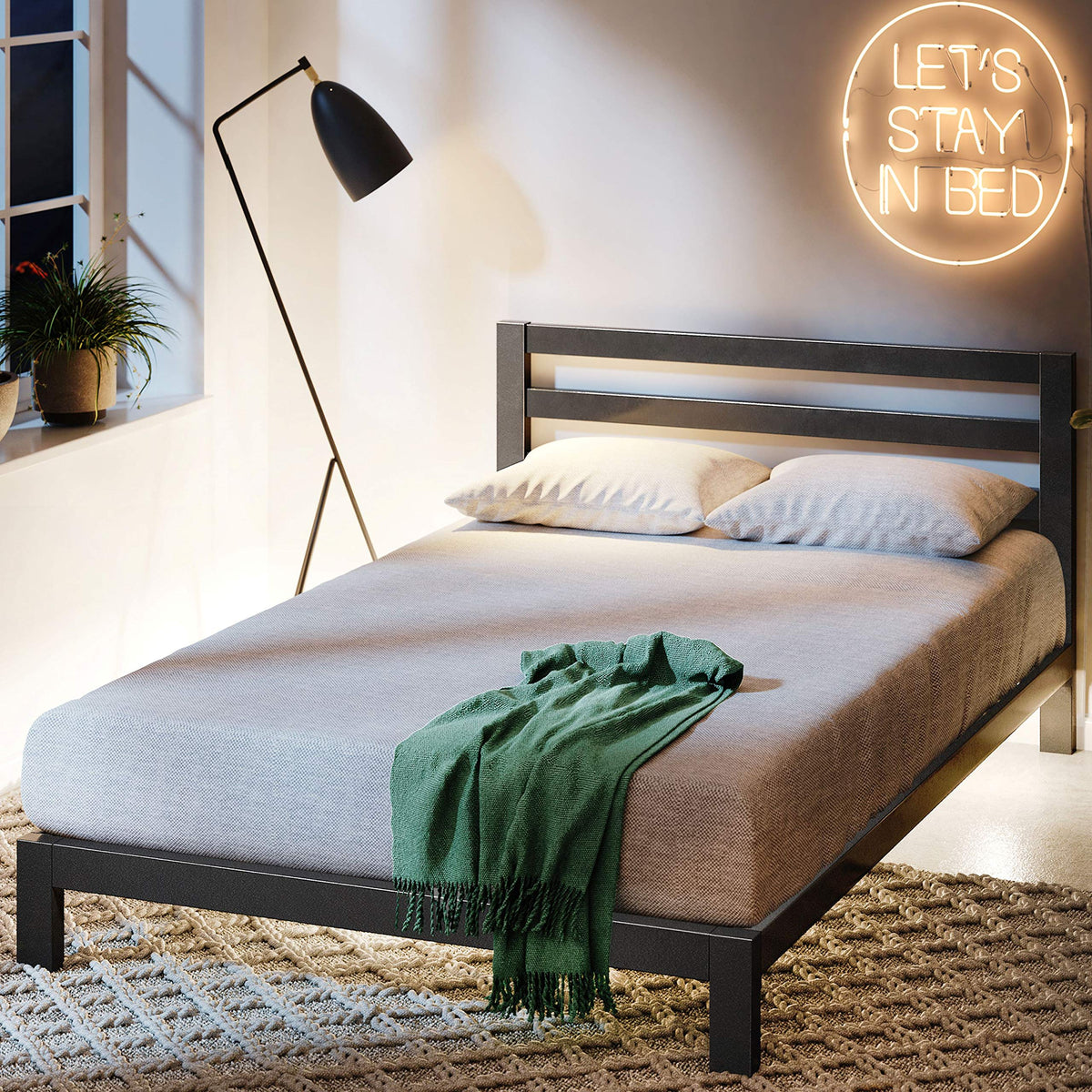 ZINUS Arnav Metal Platform Bed Frame with Headboard, Wood Slat Support, No Box Spring Needed, Easy Assembly, Full