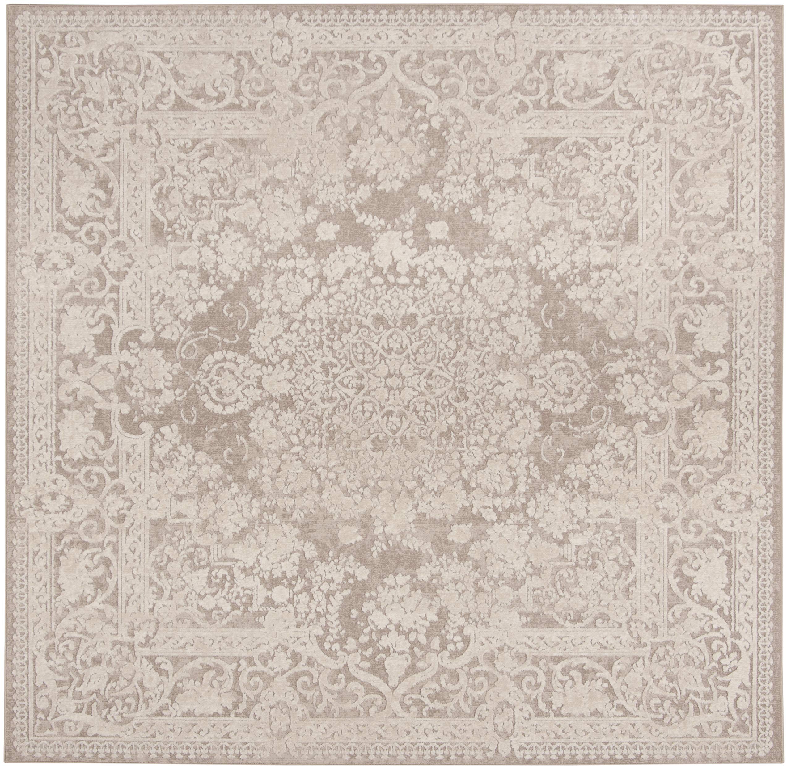 Safavieh Reflection Collection Area Rug - 8' Square, Beige & Cream, Vintage Distressed Design, Non-Shedding & Easy Care, Ideal F