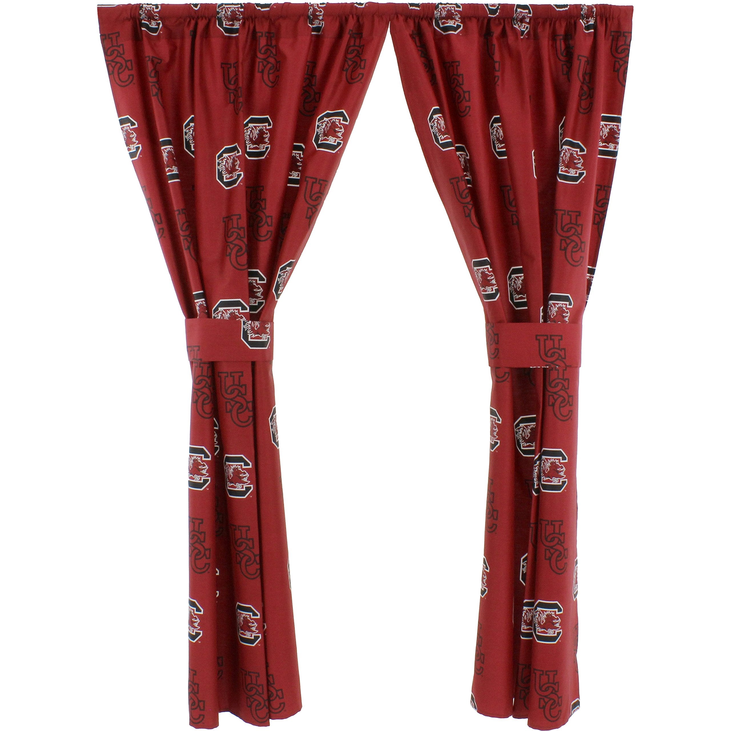 College Covers Everything Comfy South Carolina Gamecocks Curtain Panel Set, 2 Panels, 2 Matching Tie Backs, 42 inches Wide by 84