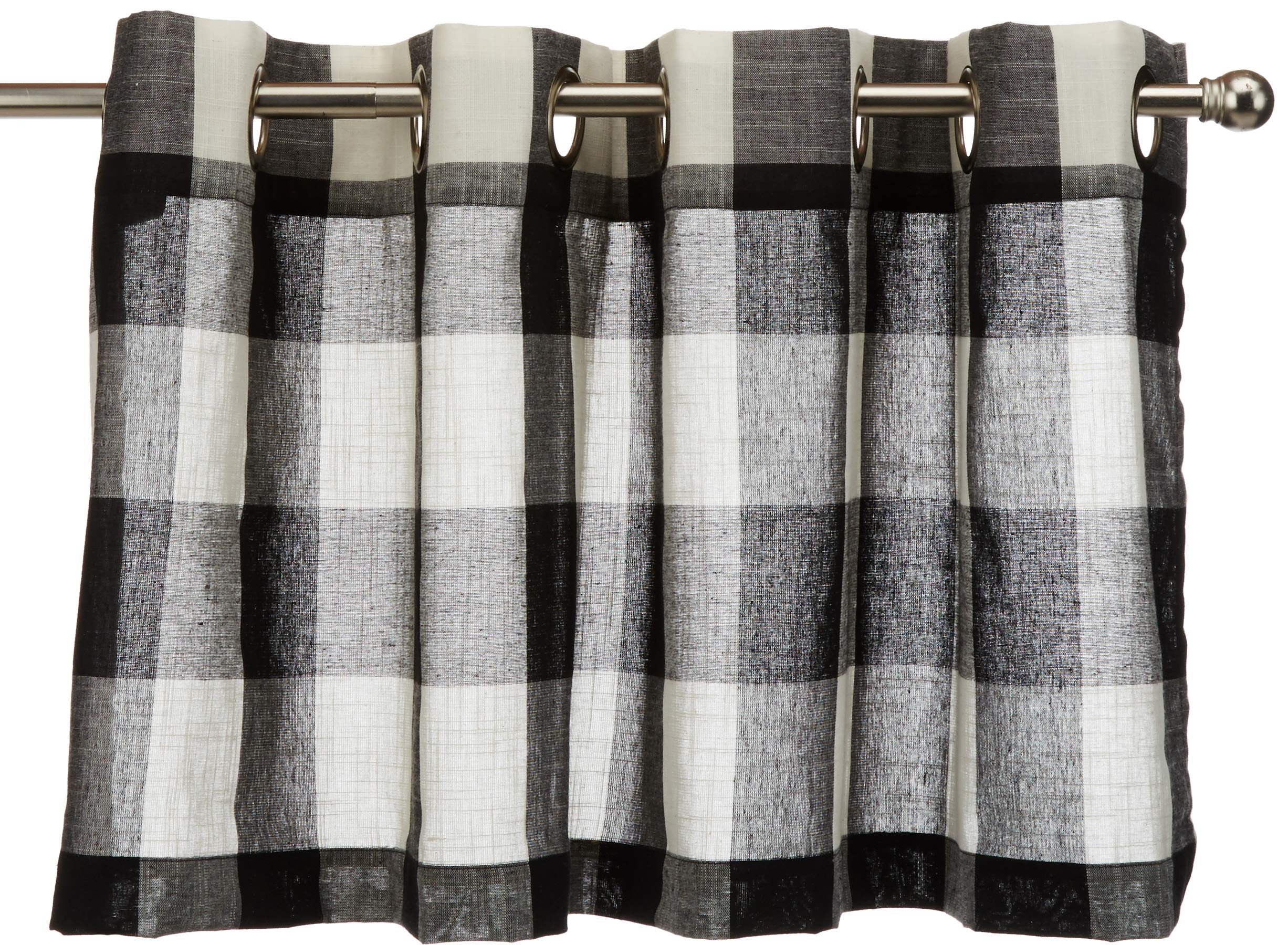 Lorraine Home Fashions 09570-V-00146 BLACK Courtyard Grommet Window Curtain Valance, Black/Off White, 53 X 18