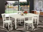 East West Furniture DOGR5-LWH-W 5 Piece Kitchen Table & Chairs Set Includes a Rectangle Dining Room Table with Butterfly Leaf and 4 Solid Wood Seat Chairs, 42x78 Inch, Linen White