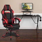 Flash Furniture Optis Black Gaming Desk With Cup Holder/Headphone Hook/Monitor Stand & Red Reclining Back/Arms Gaming Chair With Footrest
