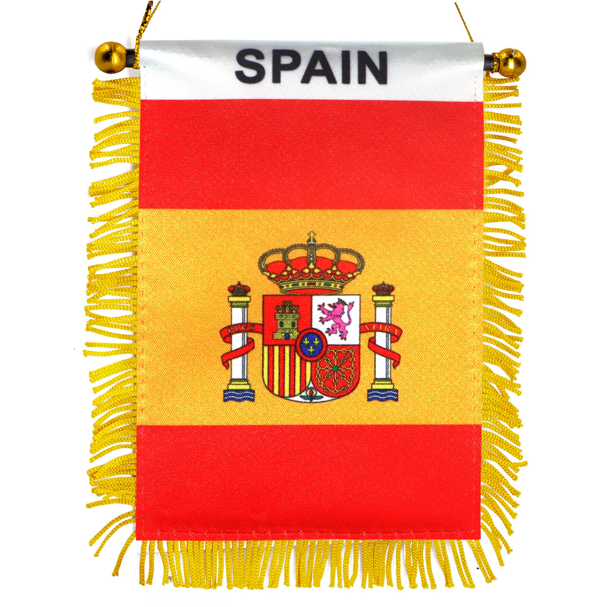 Anley 4 X 6 Inch Spain Fringy Window Hanging Flag - Mini Flag Banner & Car Rearview Mirror D   Cor - Fringed Spanish Hanging Fla