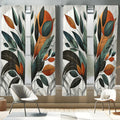 Ambesonne Boho Window Curtains Pack Of 2, Mid Century Modern Exotics Leaves And Roundy Line Details Art Minimalist, Lightweight