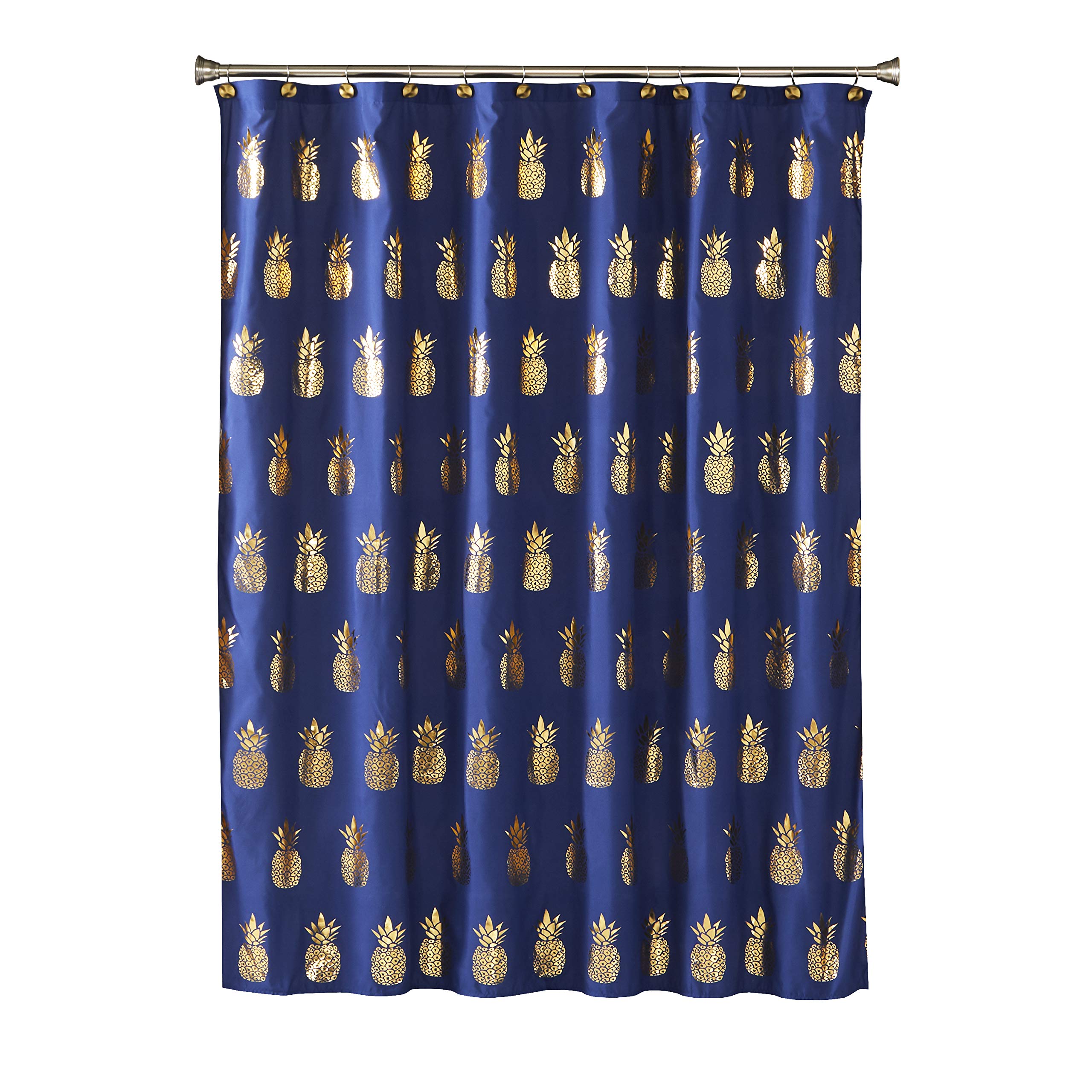 Skl Home By Saturday Knight Ltd. Gilded Pineapple Fabric Shower Curtain, Navy/Gold