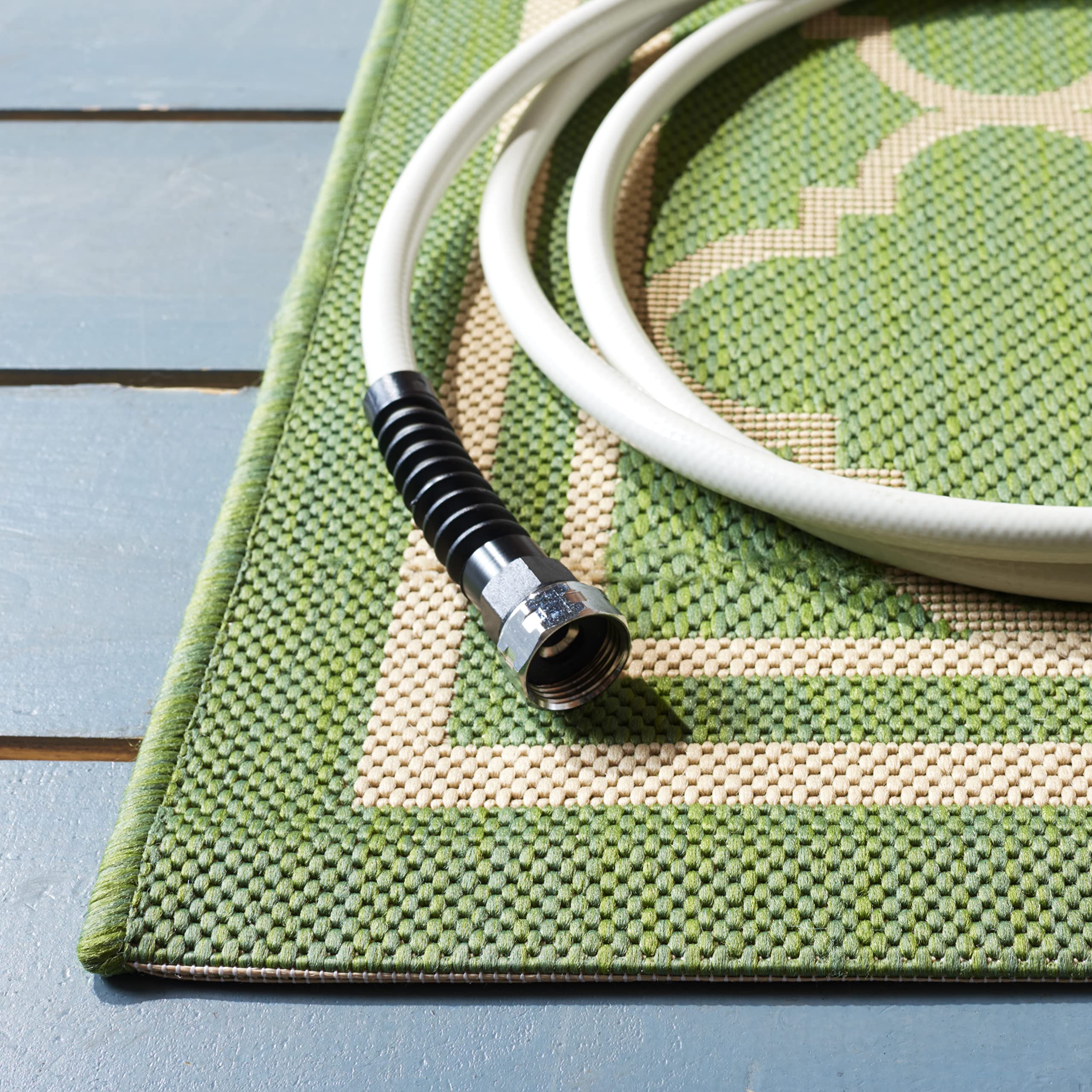 Safavieh Courtyard Collection 8' X 10' Green/Beige Cy6918 Trellis Indoor-Outdoor Waterproof Easy-Cleaning Patio Backyard Mudroom Area-Rug
