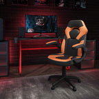 Flash Furniture Red Gaming Desk And Orange/Black Racing Chair Set With Cup Holder And Headphone Hook