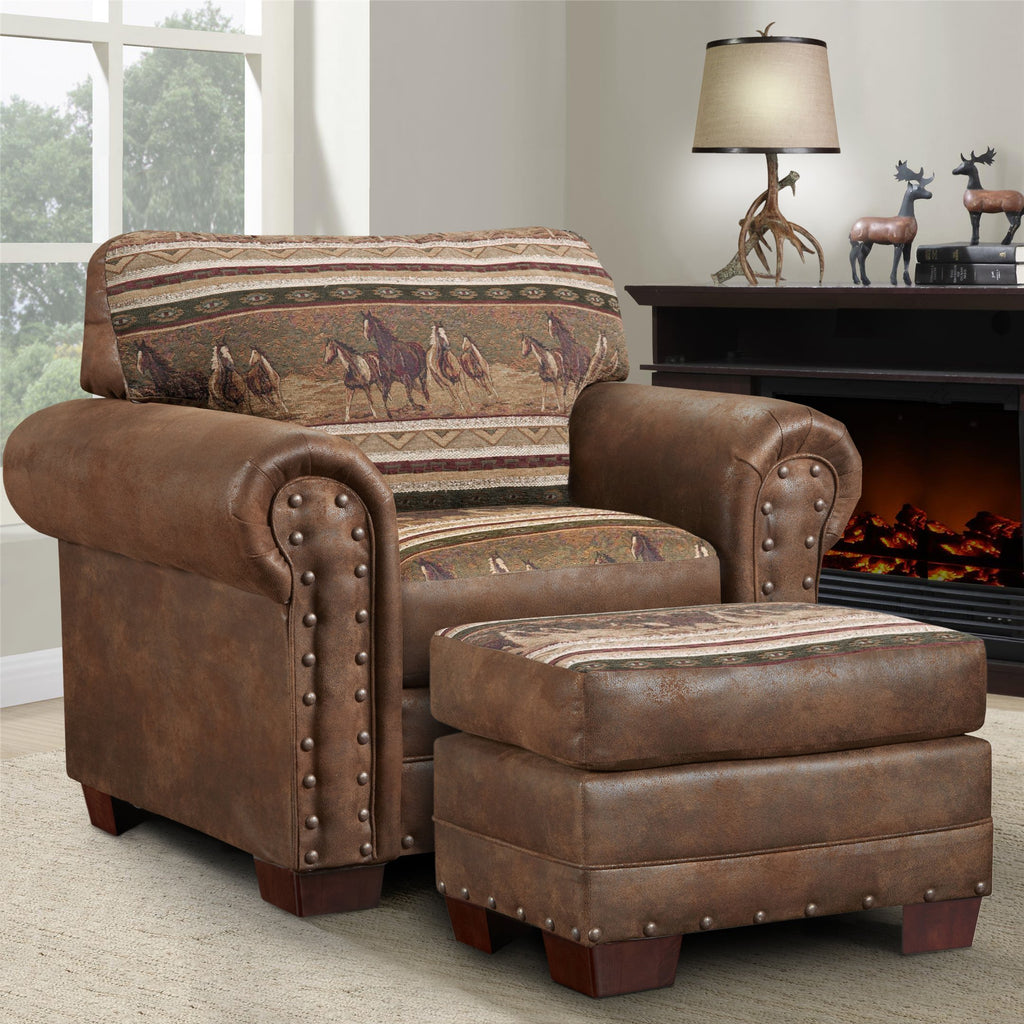 American Furniture Classics Mustang Band Upholstered Lodge Chair, Brown
