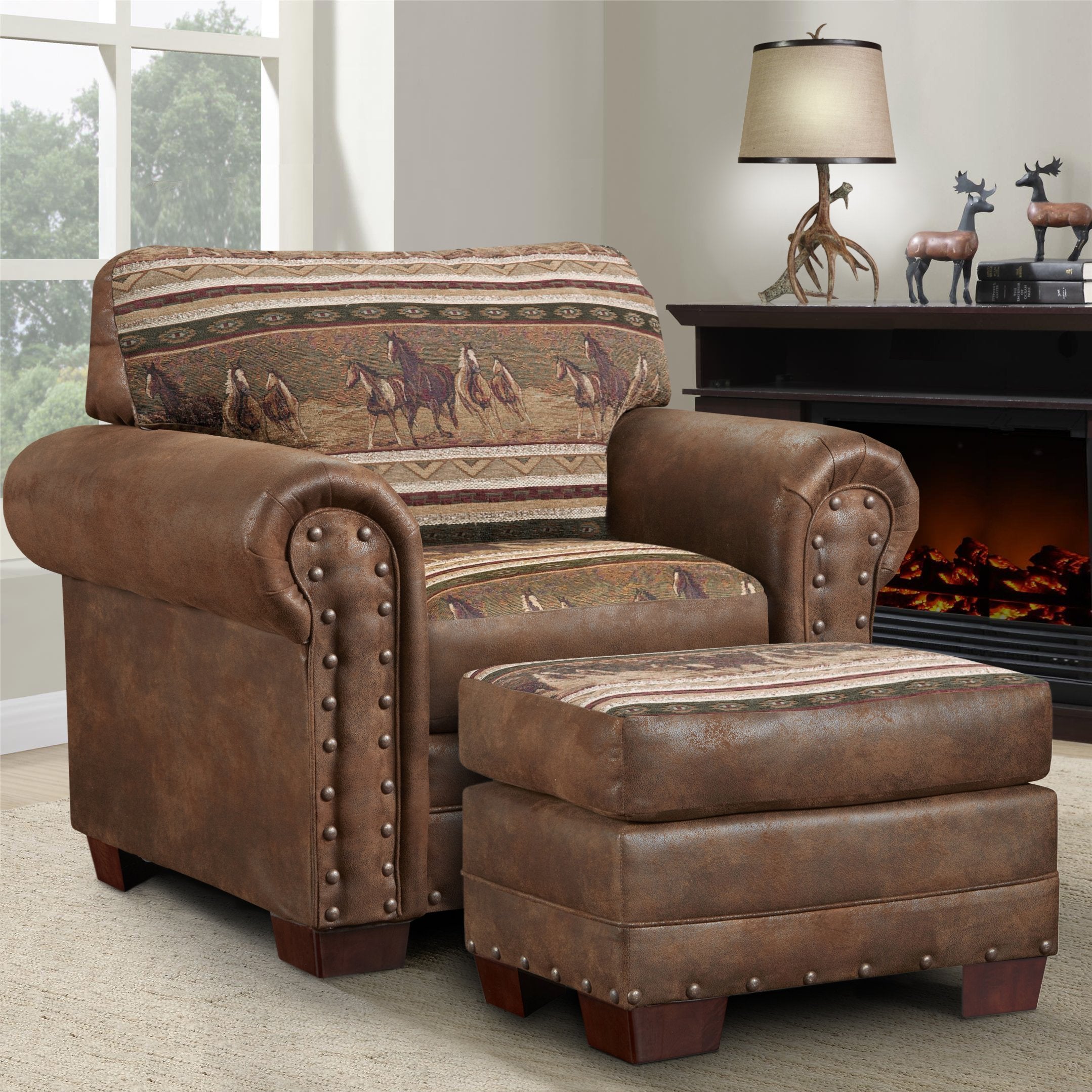 American Furniture Classics Mustang Band Upholstered Lodge Chair, Brown