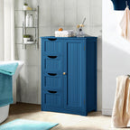 Yaheetech Wooden Bathroom Floor Cabinet, Side Storage Organizer Cabinet With 4 Drawers And 1 Cupboard, Freestanding Entryway Storage Unit Console Table, Bathroom Furniture Home Decor, Navy Blue
