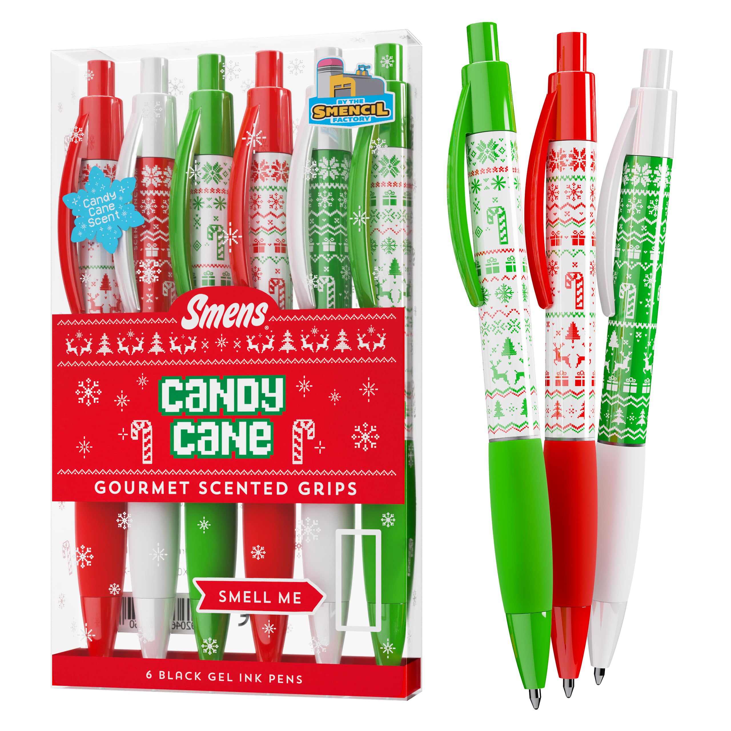 Holiday Smens - Candy Cane Scented Gel Pens 6 Count, Stocking Stuffer Gifts For Kids School Supplies Party Favors Classroom Rewa