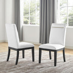 Steve Silver Furniture Yves 7pc Dining Set, 77-95" Table w/ 6 Yves Performance White Side Chairs, Dining Room, Contemporary Double-Pedestal Sled Base, 77" L x 40" W x 30" H, White, Black