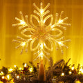 Brizled Snowflake Christmas Tree Topper, 9.5 Christmas Tree Star Treetop with 10 Warm White Lights, 120V UL Certified Christmas 