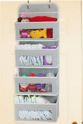 Simple Houseware Over Door/Wall Mount 4 Clear Window Pocket Organizer, Gray