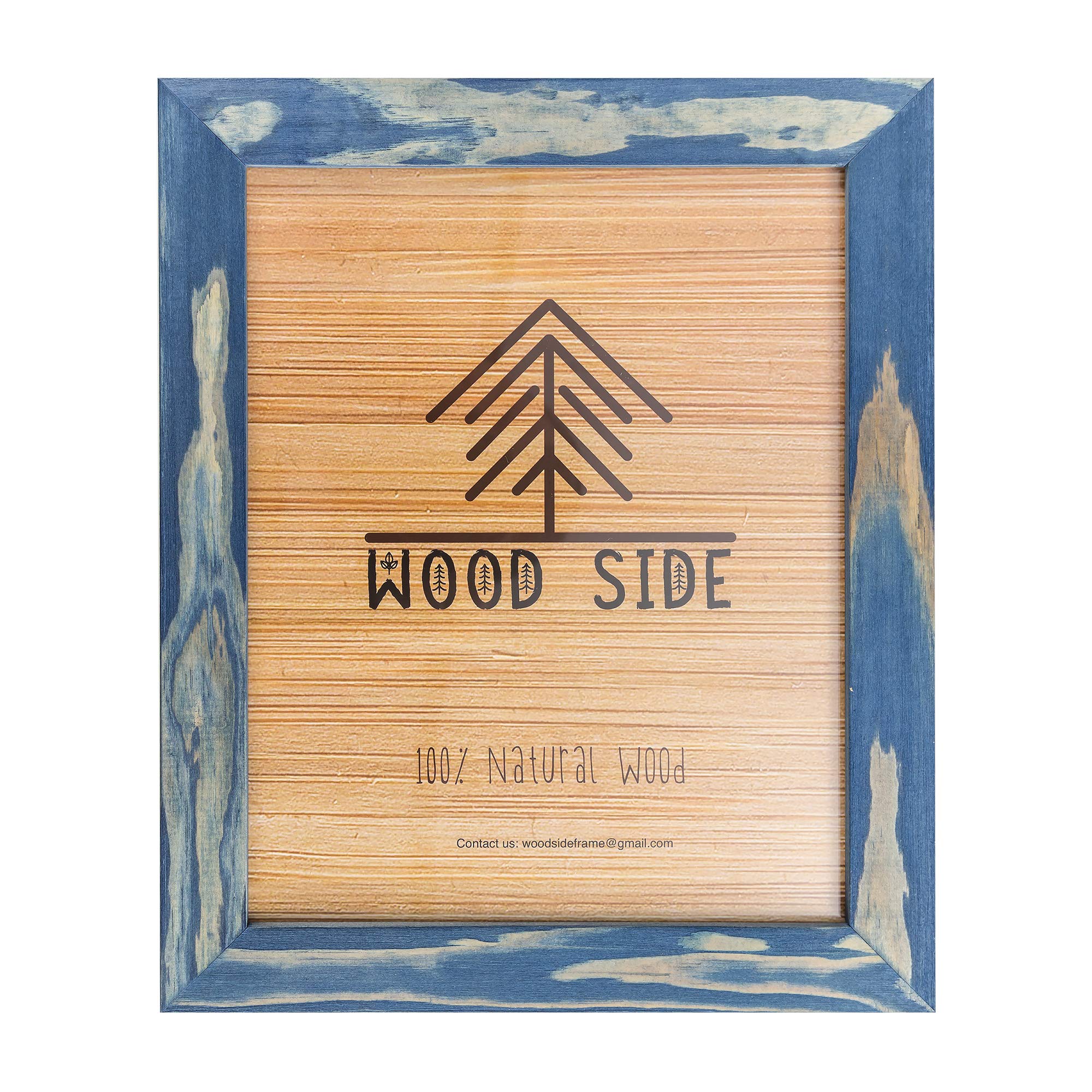 Rustic Wooden Picture Frames 8X10 - Navy Blue - Set Of 2-100% Natural Eco Solid Wood And High Definition Real Glass For Wall Mou