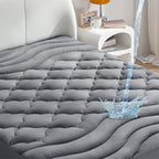 SONIVE Waterproof Mattress Pad - Quilted Fitted Mattress Topper, Soft and Breathable Mattress Protector, Fluffy Pillow Top Mattr