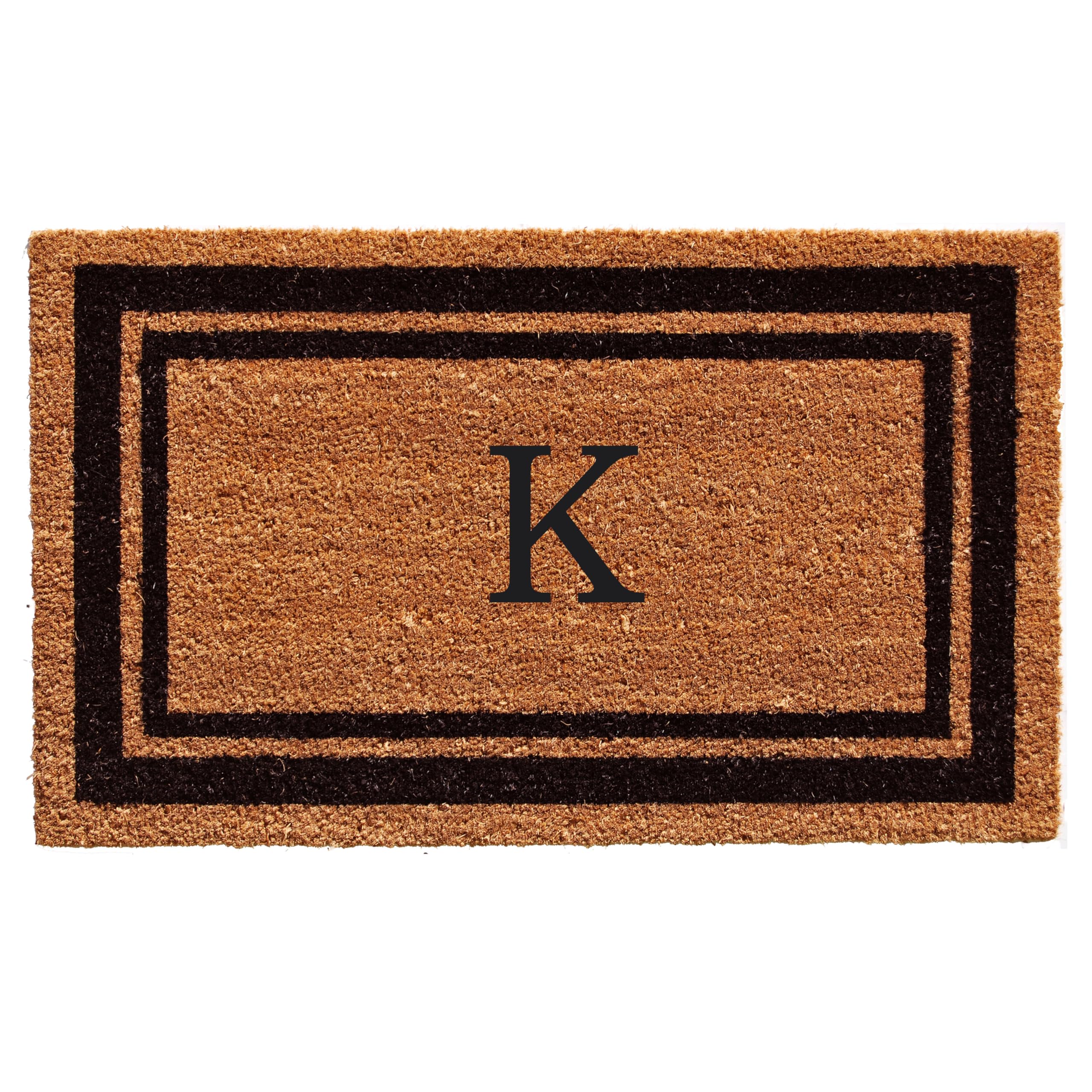 Calloway Mills 152961830K Black Border 18' X 30' Monogram Doormat, (Letter K)