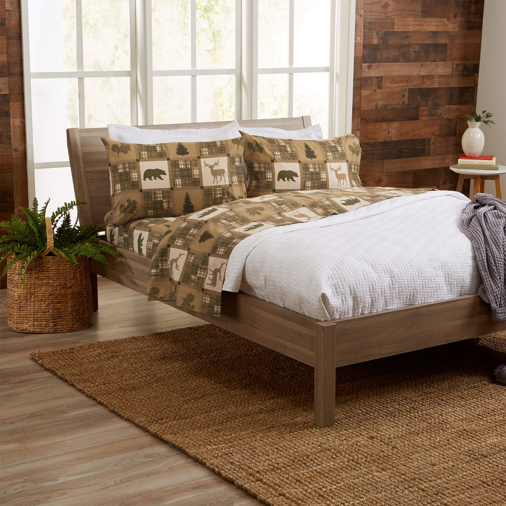 Great Bay Home 3-Piece Twin Microfiber Sheet Set | Lodge-Printed, Ultra-Soft Sheets | Wrinkle & Fade-Resistant Patterns Drawn From Nature | All-Season Bedding Sheets & Pillowcases. (Twin, Stonehurst)