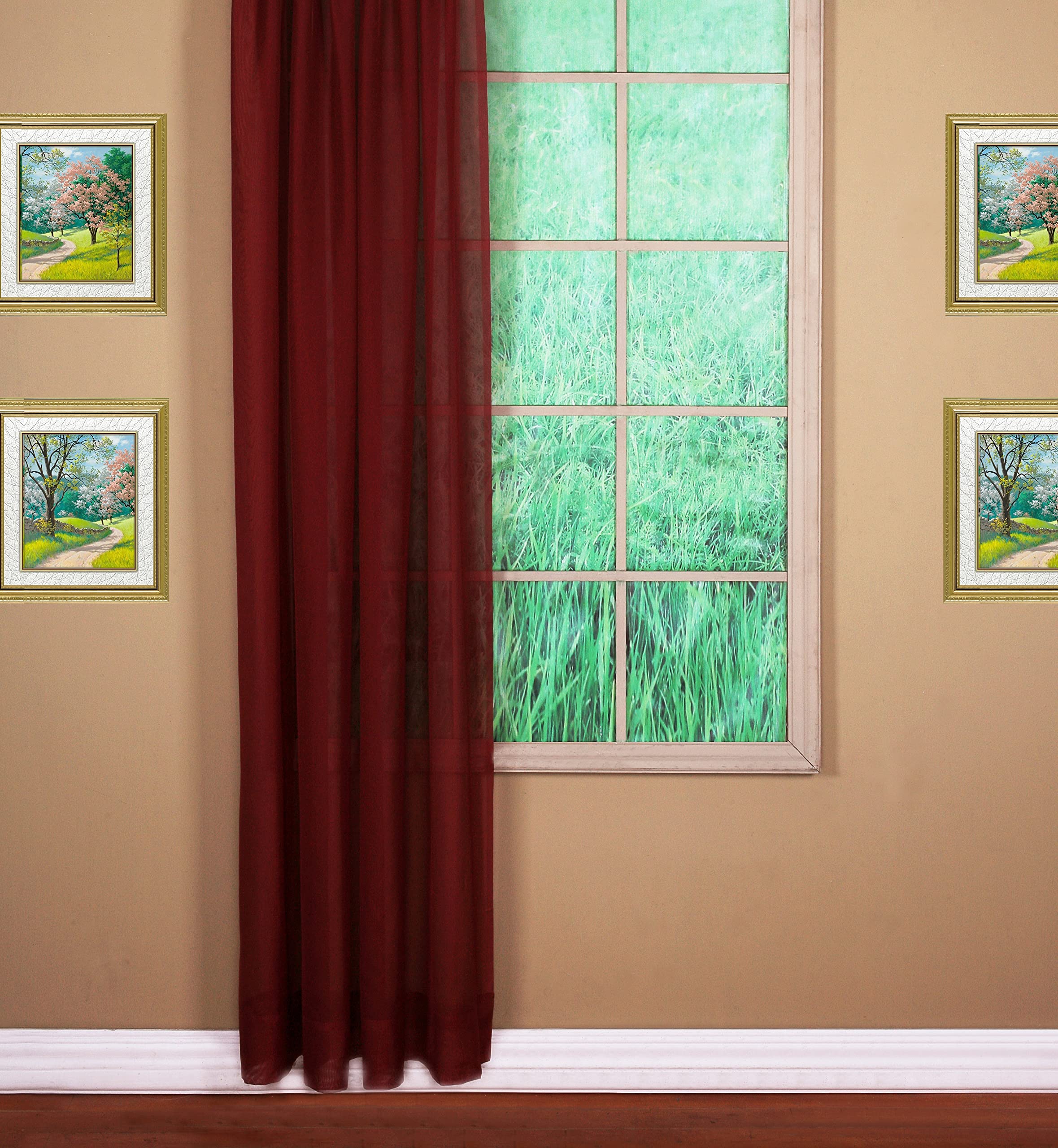 Today'S Curtain Emelia Original Voile Panel 90', Burgundy, 60' W X 90' L