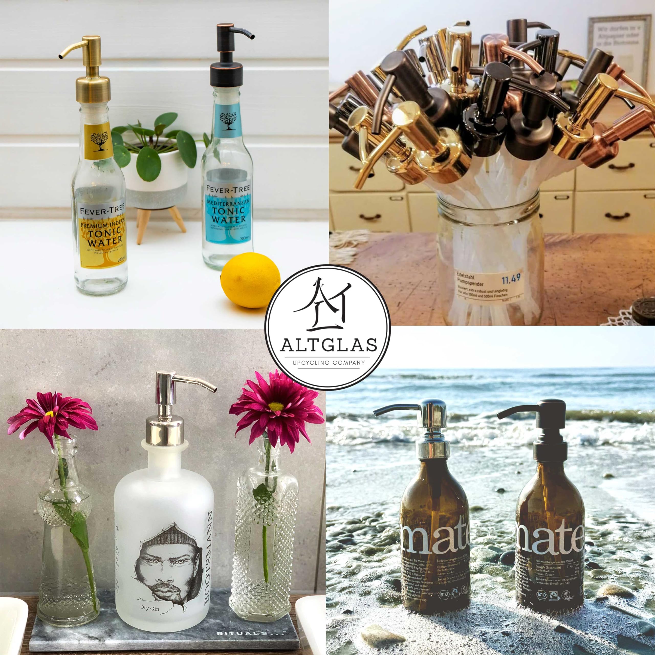 Altglas Twin Pack - 2X Stainless Steel Soap Pump 'Budapest' As Replacement For Liquid Hand Soap Dispensers (Silver Chrome) - Fit