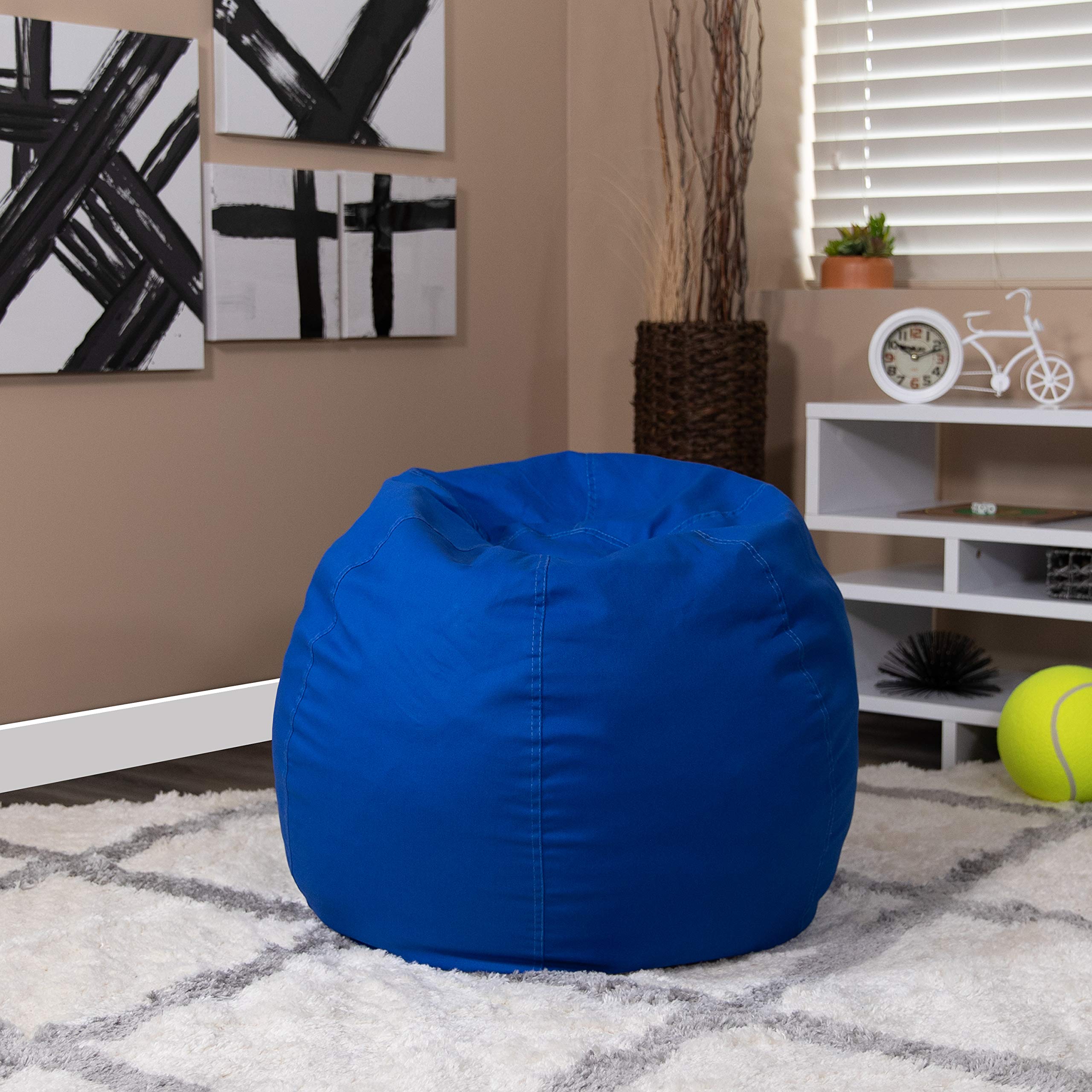 EMMA + OLIVER Small Solid Royal Blue Bean Bag Chair for Kids and Teens
