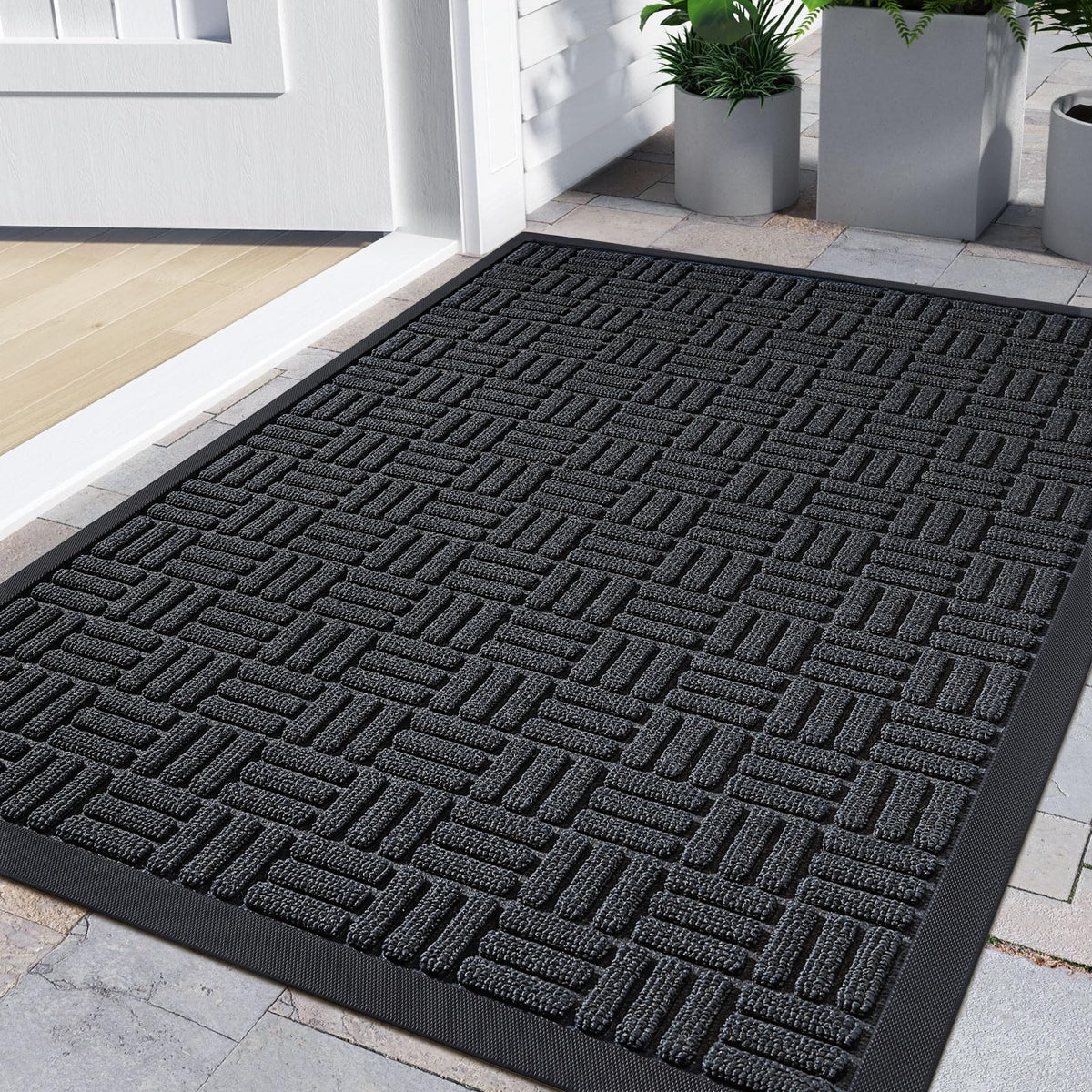 Dexi Outdoor Mat Front Door Indoor Entrance Doormat,Small Heavy Duty Rubber Outside Floor Rug For Entryway Patio Waterproof Low-