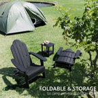 Lue Bona Folding Adirondack Chair Set Of 4, Black Hdps Fire Pit Patio Chairs Weather Resistant, Modern Plastic Outdoor Chairs With Cup Holder