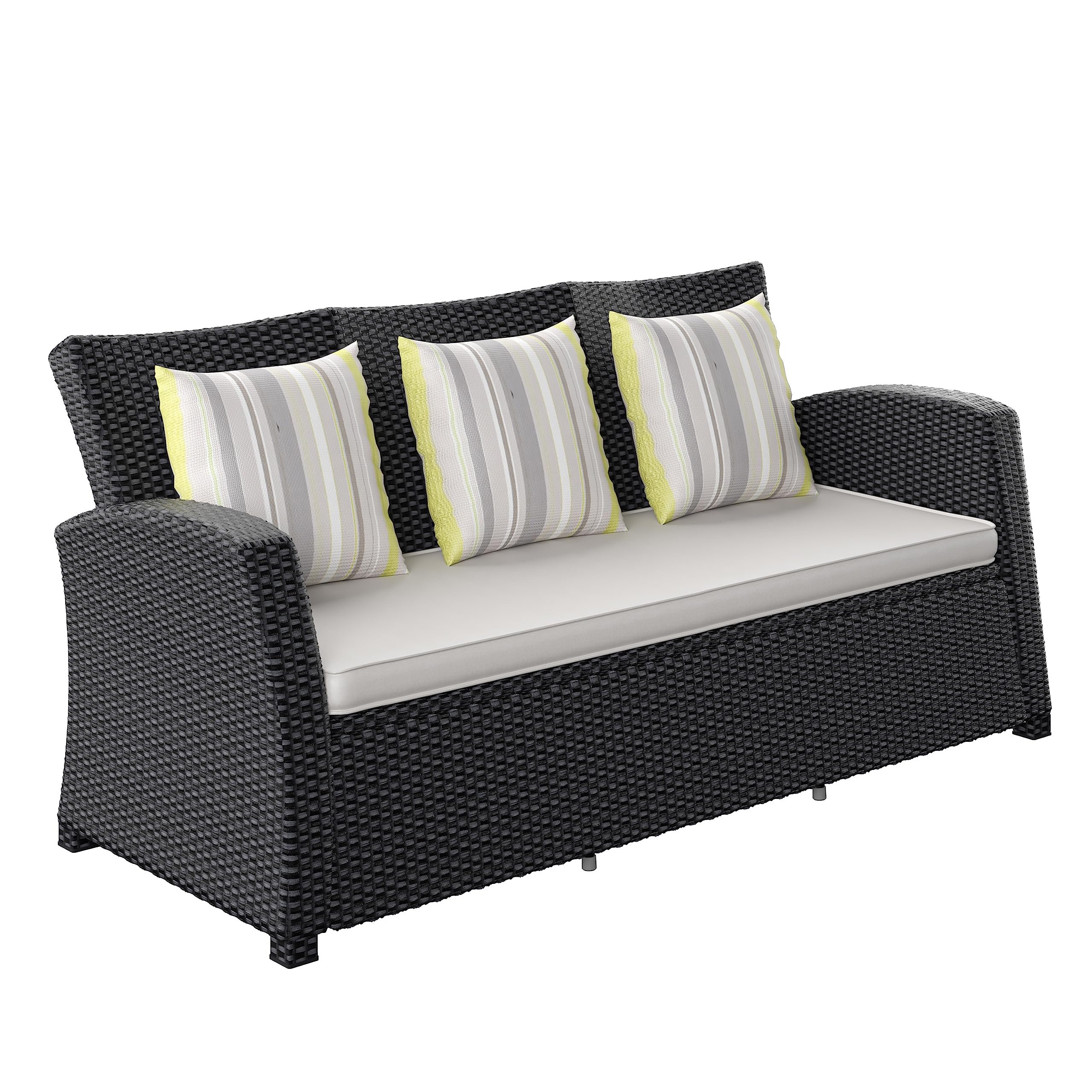 Atlantic Patio Atlantic Hibiscus 1-Piece Patio Sofa With Light Grey Cushions Wicker | Ideal For Outdoors And Indoors, Multi Color