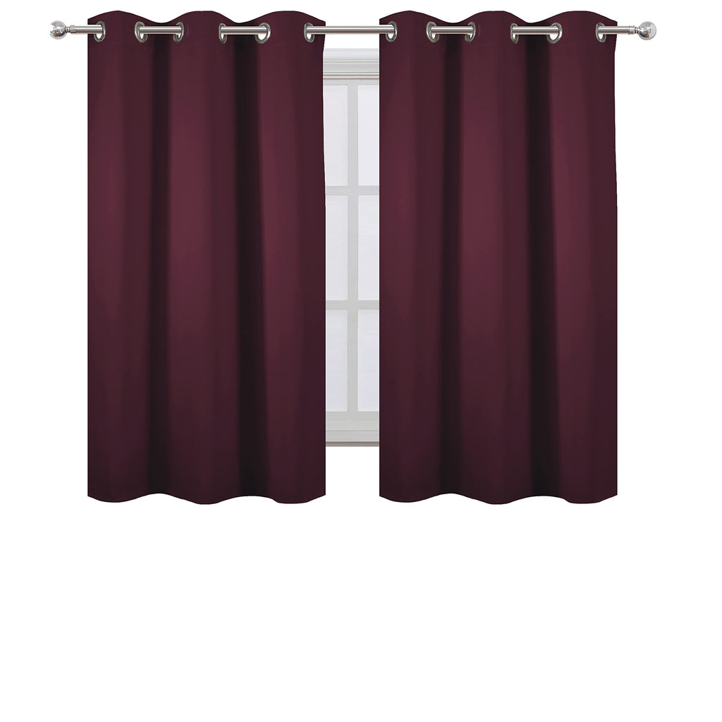 Lemomo Burgundy Blackout Curtains 38 X 54 Inch Length/Set Of 2 Curtain Panels/Thermal Insulated Room Darkening Blackout Curtains