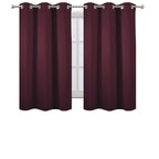Lemomo Burgundy Blackout Curtains 38 X 54 Inch Length/Set Of 2 Curtain Panels/Thermal Insulated Room Darkening Blackout Curtains