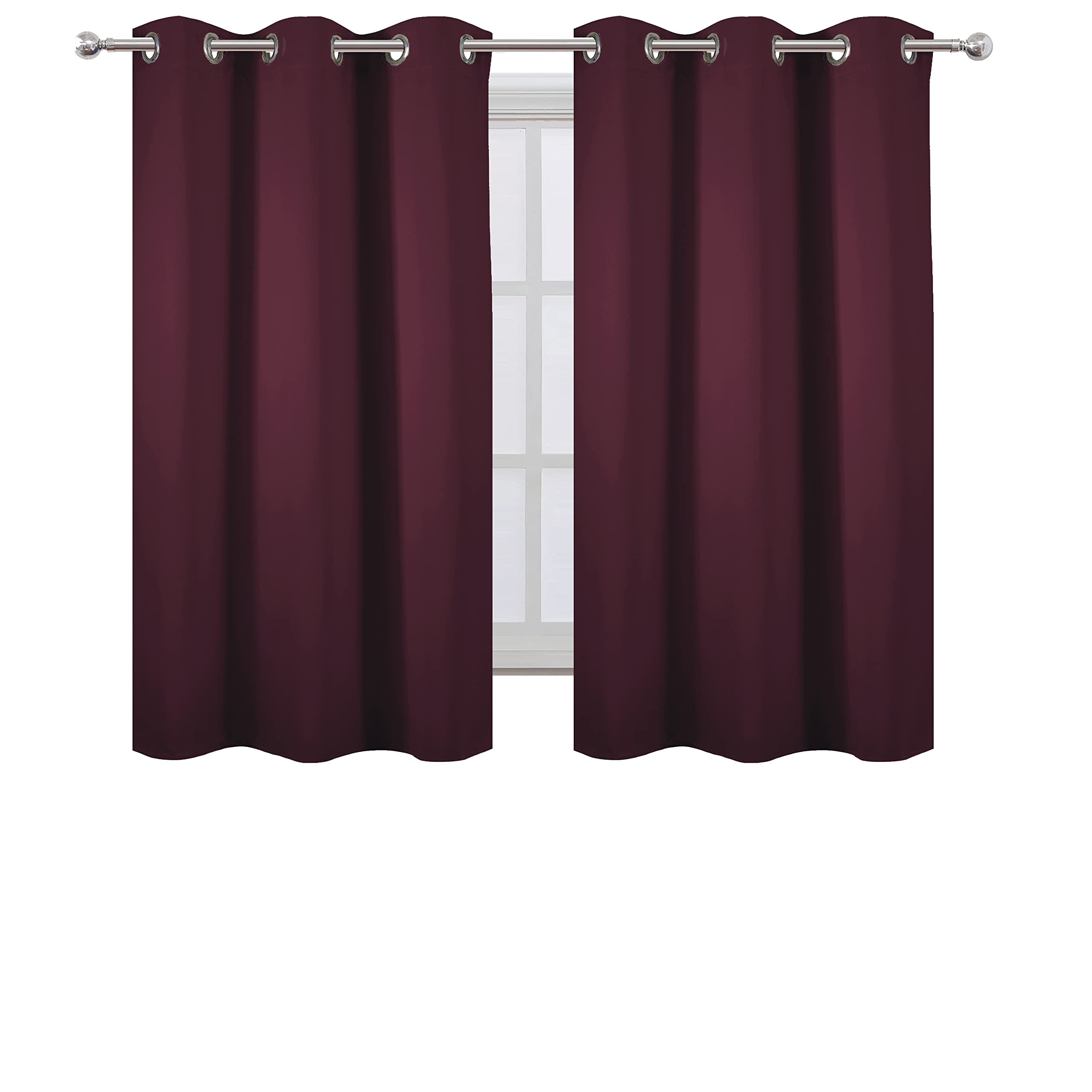 Lemomo Burgundy Blackout Curtains 38 X 54 Inch Length/Set Of 2 Curtain Panels/Thermal Insulated Room Darkening Blackout Curtains