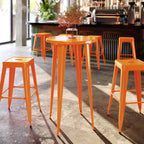 Flash Furniture James Commercial Grade 24" Round Orange Metal Indoor-Outdoor Bar Height Table