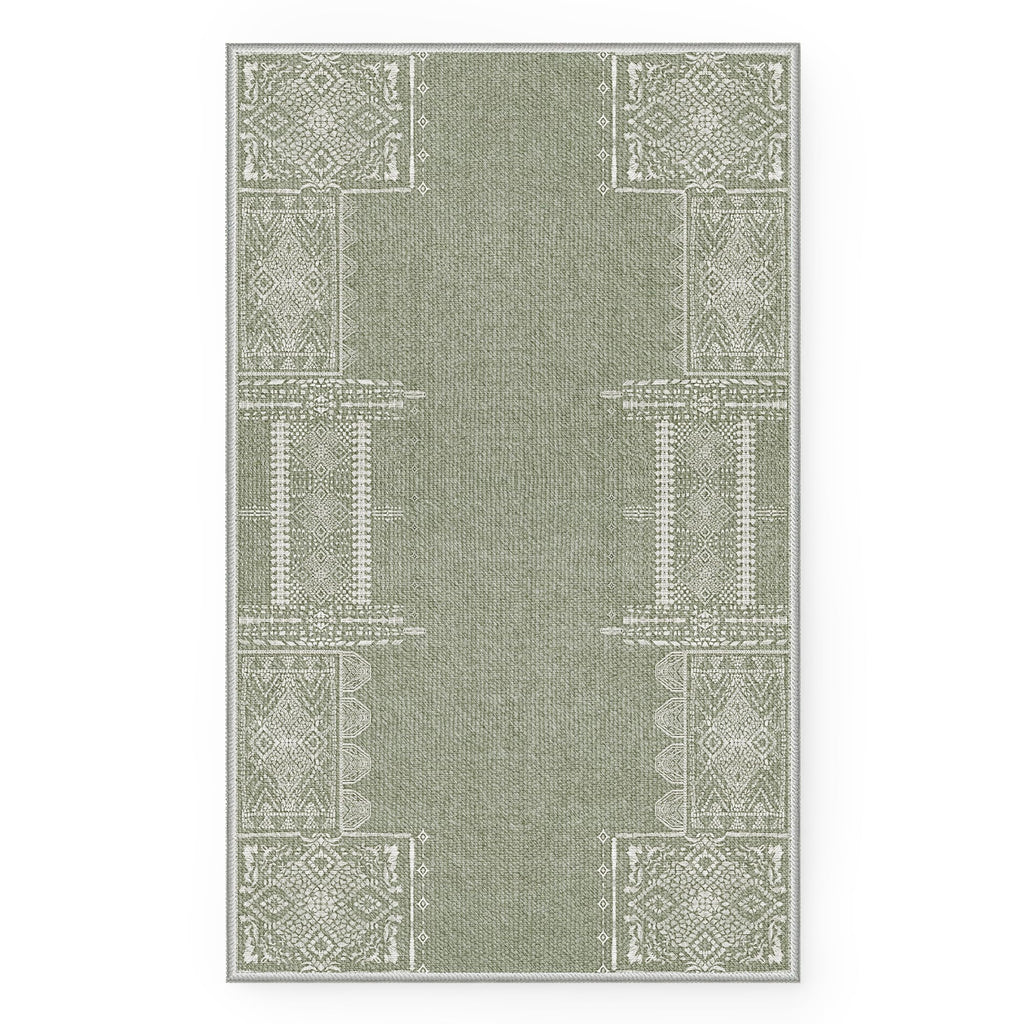 Nicetown Entryway Rug 2X3 Small Rug Sage Green Rug Washable Thin Geometric Area Rug - 2X3 Boho Non-Slip Entryway Rug Living Room