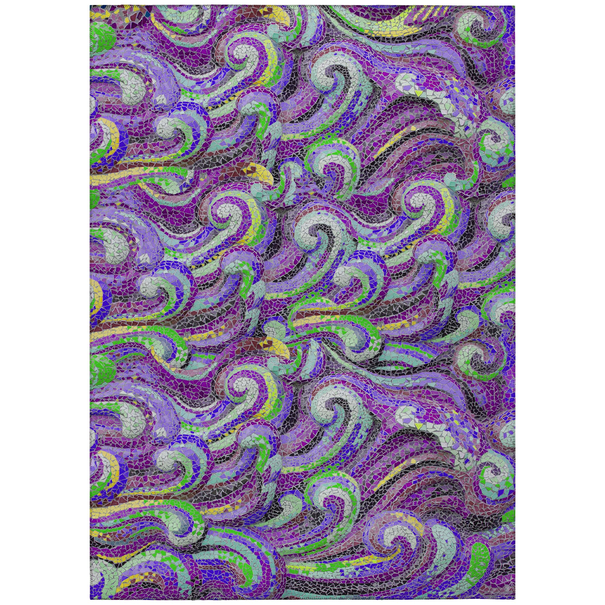 Addison Rugs Surfside Asr44 Purple 8' X 10' Indoor Outdoor Area Rug, Easy Clean, Machine Washable, Non Shedding, Bedroom, Living Room, Dining Room, Kitchen, Patio Rug