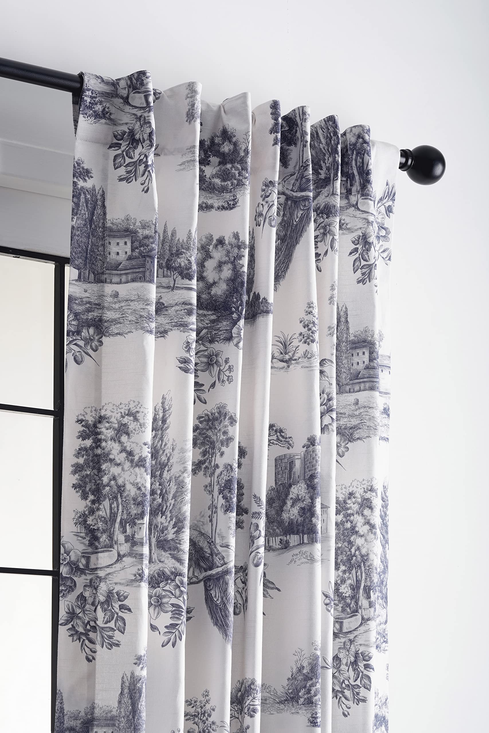 Maison D' Hermine Curtains 100% Cotton Single Panel Curtain 50 Inch X 124 Inch Easy Hanging With A Rod Pocket & Loop For Bathroo