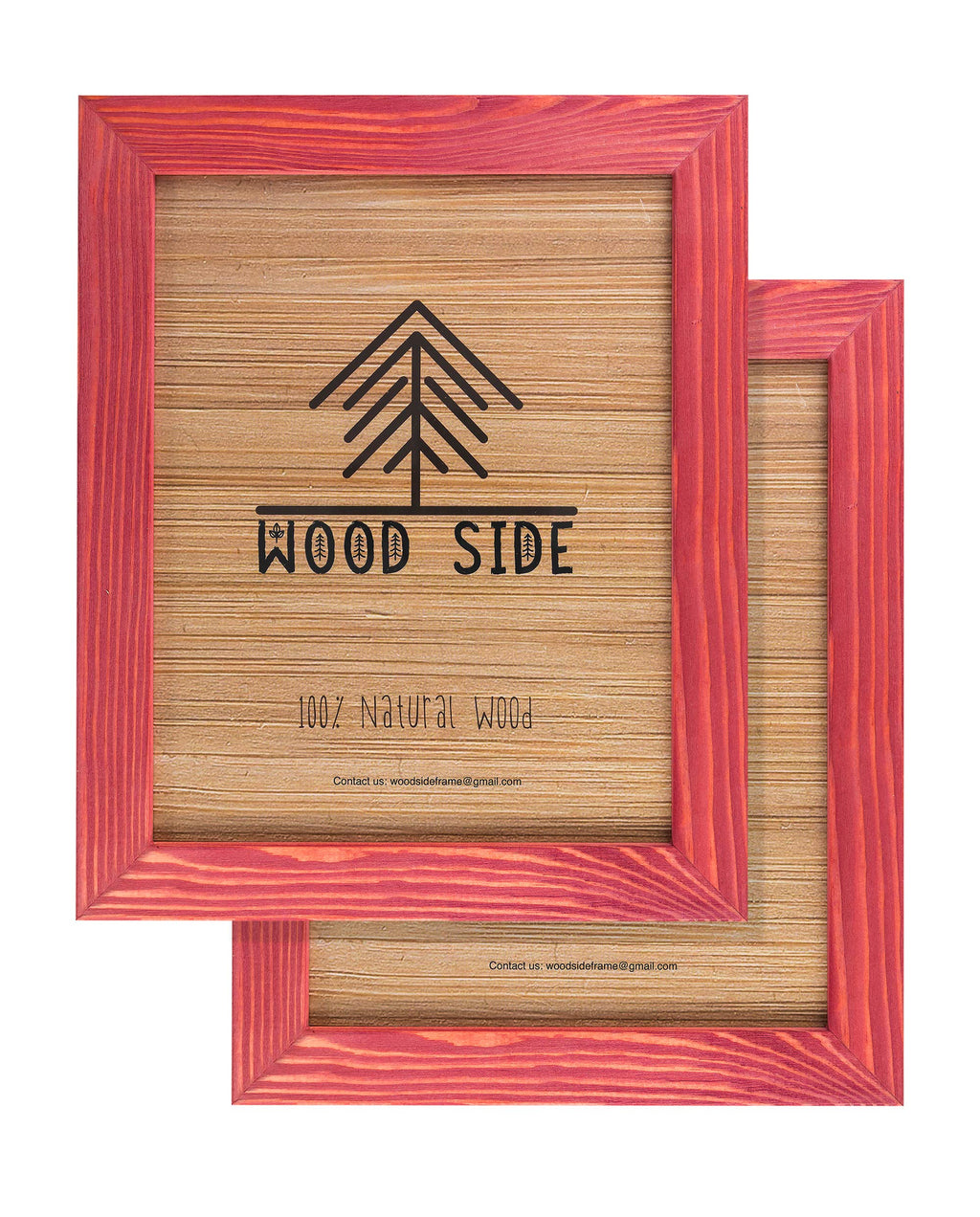 Rustic Wooden Picture Frames 8x10 - Red - Set of 2-100% Natural Eco Solid Wood and High Definition Real Glass for Wall Hanging P