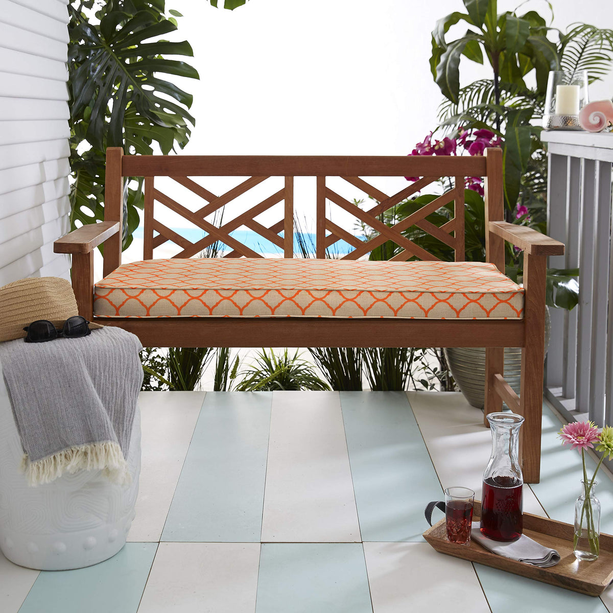 Mozaic Cbench Indoor/Outdoor Bench Cushion-Bristol, 1 Count (Pack Of 1), Sunbrella-Accord Koi 5 Sq Ft