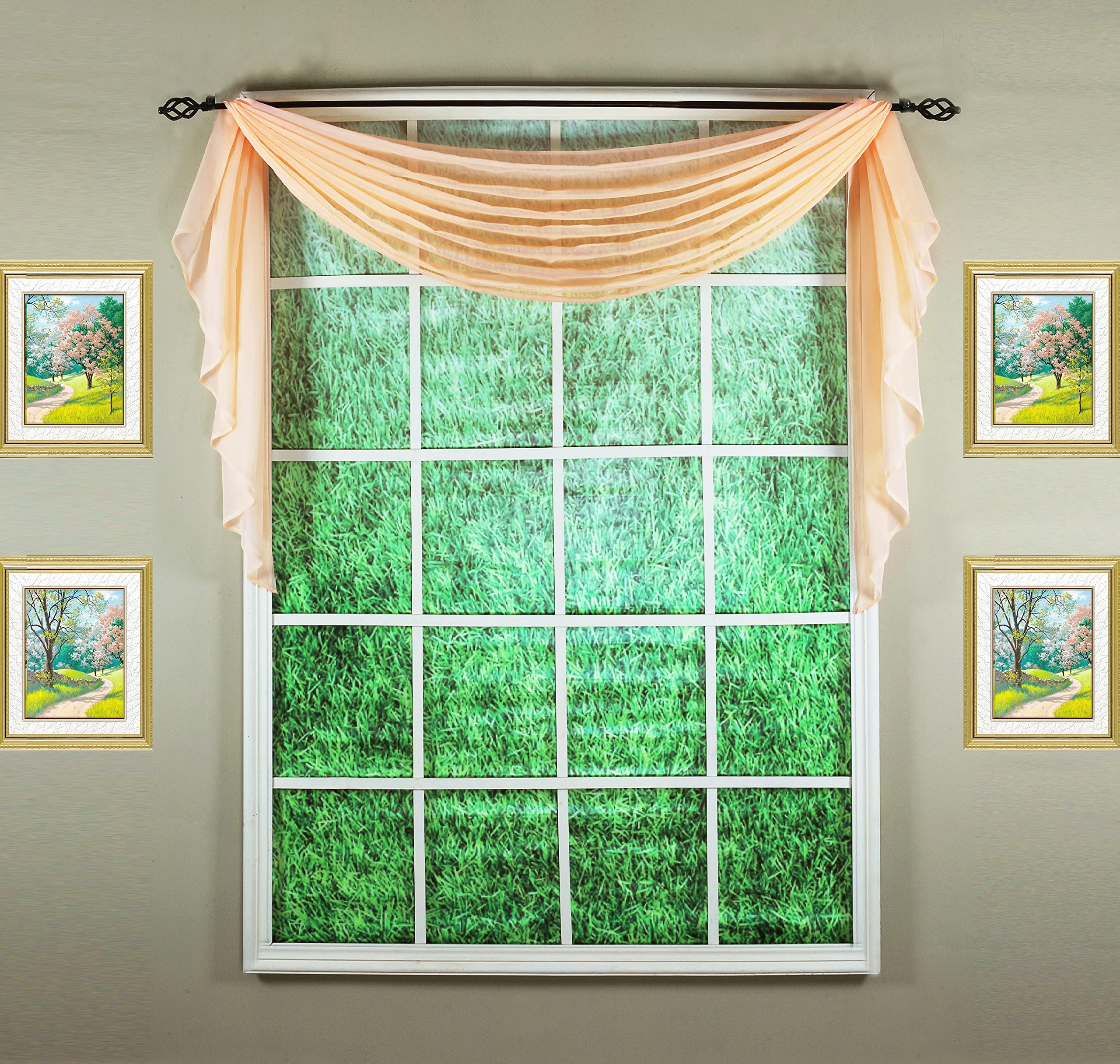 Today'S Curtain Emelia Original Voile Scarf 144', Peach, 45' W X 144' L