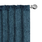 Ambesonne Navy and Teal Window Curtains, Abstract Flourish Nature Inspired Pattern Leaves Blossoms Print, Lightweight Decor 2-Pa