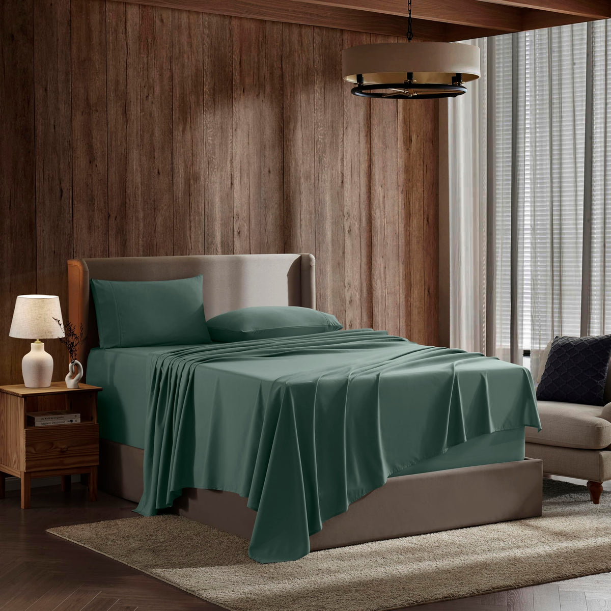 Nestl Sheet Sets - 4 Piece Extra Soft, Breathable And Cooling, Deep Pocket, Hotel Luxury, Forest Green Sheets For Full Xl Size M