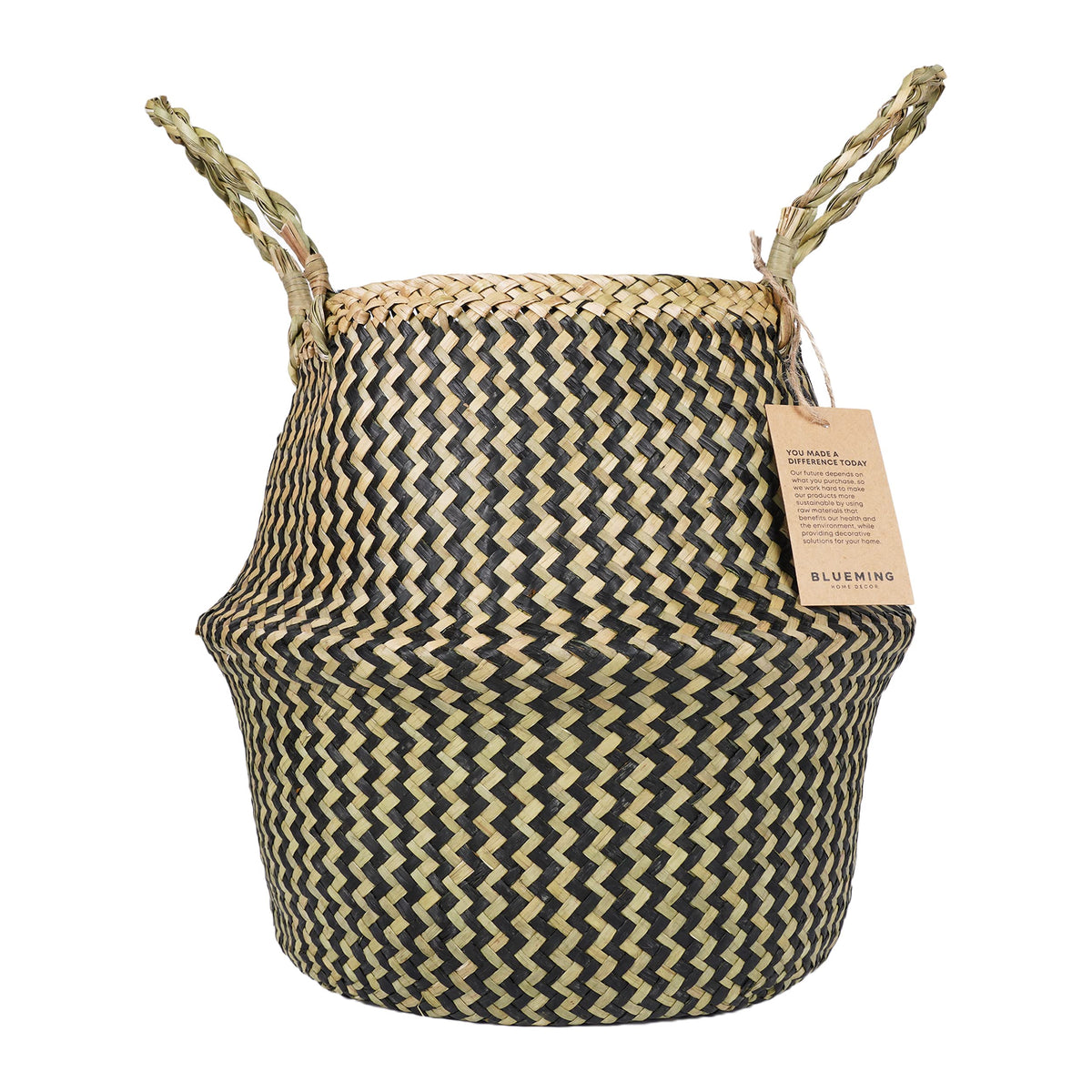 Blueming Home Decor Plant Baskets - Large Seagrass Plant Pot For Tall Indoor Plants, Woven Wicker Rattan Planter For Boho Basket