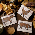 Jetec 3 Pieces Farmhouse Kitchen Signs Cow Rooster And Pig Decors 7.9 X 5.9 Inch Rustic Wooden Signs Country Wall Decorations Fo