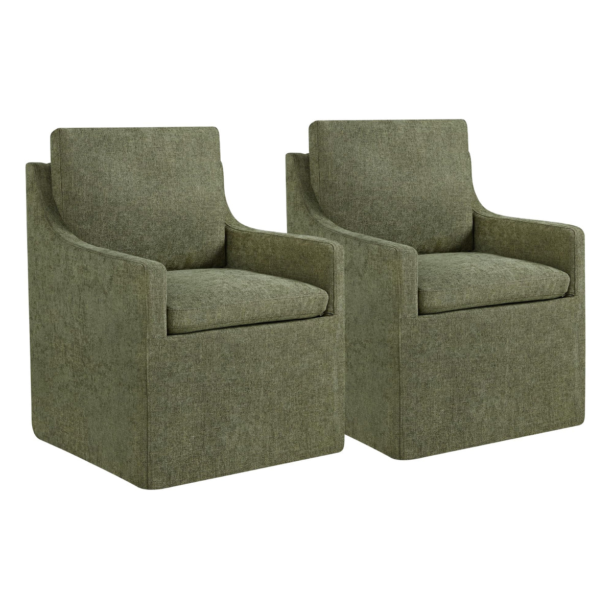 Kislot Upholstered Dining Chairs With Casters Easy Assembly Modern Accent Armchair With Rollers For Diningroom Bedroom Livingroo