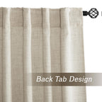 Ryb Home Natural Beige Linen Sheer Curtains 96 Inches Long For Living Room And Dining Room, Back Tab/Rod Pocket, Light Filtering Sheer Curtains And Drapes, W 52 X L 96 Inches, 2 Panels Set