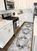 Moynesa Ultra-Thin Washable Runner Rug - 26 x 10 Grey Long Hallway Rug Runner Kitchen Carpet Runner, Vintage Non Slip Low Pile