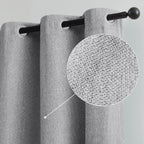 Grey Full Blackout Linen Curtains for Bedroom, Small Thermal Insulated Noise Reducing Curtain Drapes Rustic Farmhouse Triple Wea