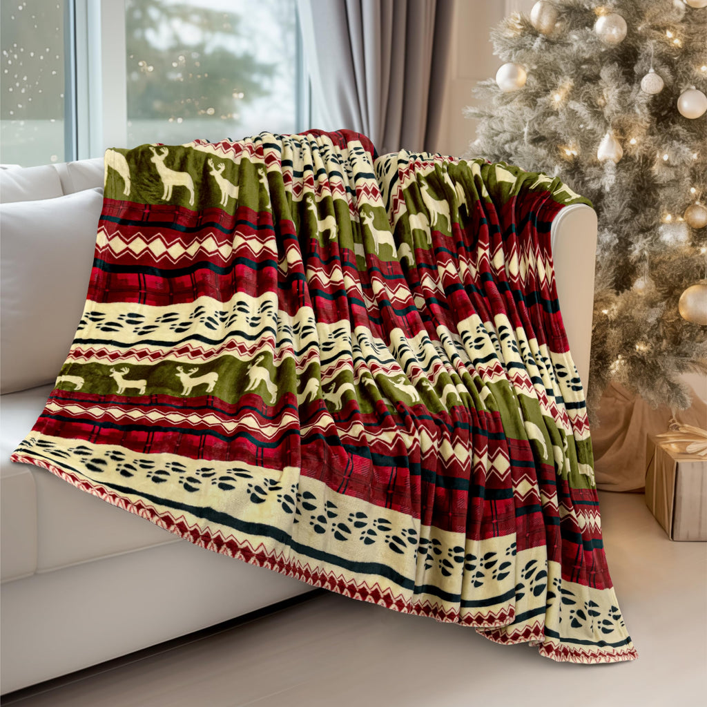Pavilia Christmas Throw Blanket | Red Christmas Holiday Fleece Blanket | Soft, Plush, Warm Winter Cabin Throw, Twin 60X80 (Red C